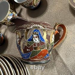 Antique Japanese Satsuma Betsons Gold Gilt Painted Geisha Teapot Tea Set Notes