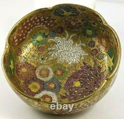 Antique Japanese Satsuma Bowl Thousand Flowers Signed