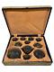 Antique Japanese Satsuma Boxed Tea Set matt black gilt 20 pieces unused