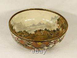 Antique Japanese Satsuma Ceramic Bowl Signed circa1890 9 1/2 24 cm