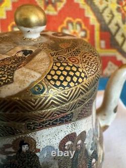 Antique Japanese Satsuma Ceramic Gold Painted Tea Pot