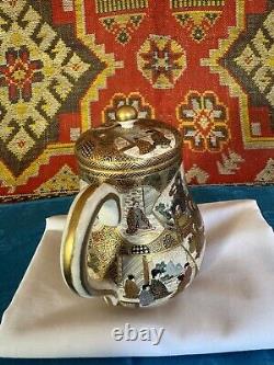 Antique Japanese Satsuma Ceramic Gold Painted Tea Pot