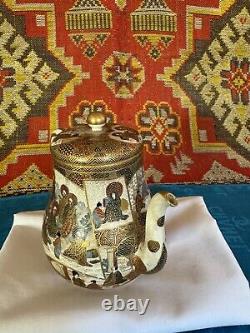 Antique Japanese Satsuma Ceramic Gold Painted Tea Pot