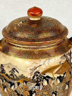 Antique Japanese Satsuma Ceramic Sugar Bowl Signed Circa1900