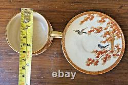 Antique Japanese Satsuma Cup & Saucer Signed Porcelain