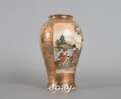 Antique Japanese Satsuma Hand Painted Ceramic Vase 19c