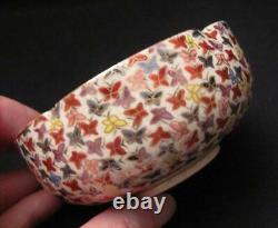 Antique Japanese Satsuma Handpainted Thousand Butterflies Bowl 1000 Gilt Signed