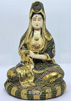 Antique Japanese Satsuma Kannon Buddha Figure, Meiji period