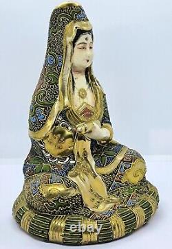 Antique Japanese Satsuma Kannon Buddha Figure, Meiji period