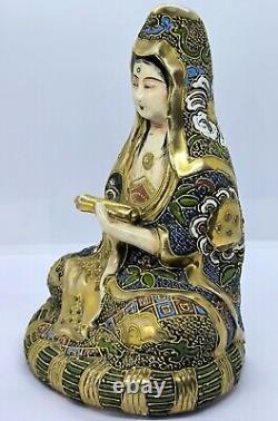 Antique Japanese Satsuma Kannon Buddha Figure, Meiji period