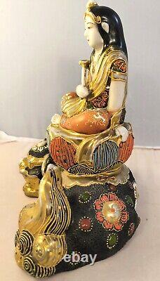 Antique Japanese Satsuma Kannon Buddha Figure Taisho Period 1912 1926