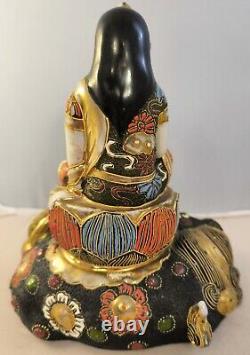 Antique Japanese Satsuma Kannon Buddha Figure Taisho Period 1912 1926