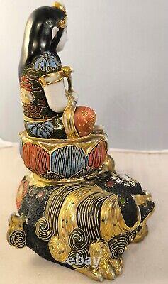 Antique Japanese Satsuma Kannon Buddha Figure Taisho Period 1912 1926