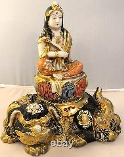 Antique Japanese Satsuma Kannon Buddha Figure Taisho Period 1912 1926