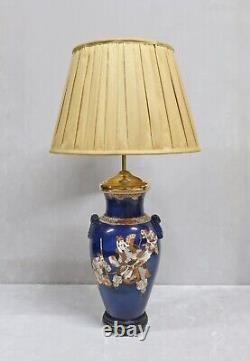 Antique Japanese Satsuma Lamps Pair of Meiji Period Porcelain Restored and Wired