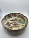 Antique Japanese Satsuma Lobed Bowl Signed Meiji Period Peacock