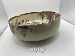 Antique Japanese Satsuma Lobed Bowl Signed Meiji Period Peacock