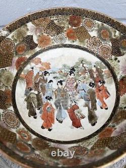 Antique Japanese Satsuma Meiji Enamelled Bowl 15.5cm