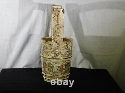 Antique Japanese Satsuma Meiji Era Large Water Bucket Emporor's Table