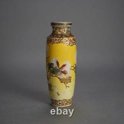 Antique Japanese Satsuma Meiji Floral & Gilt Decorated Porcelain Vase C1910