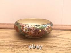 Antique Japanese Satsuma Meiji Millefiori Flowers Gold Gilded Bowl Signed Japan