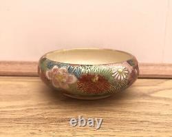 Antique Japanese Satsuma Meiji Millefiori Flowers Gold Gilded Bowl Signed Japan