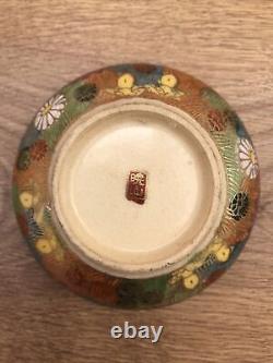 Antique Japanese Satsuma Meiji Millefiori Flowers Gold Gilded Bowl Signed Japan