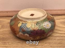 Antique Japanese Satsuma Meiji Millefiori Flowers Gold Gilded Bowl Signed Japan