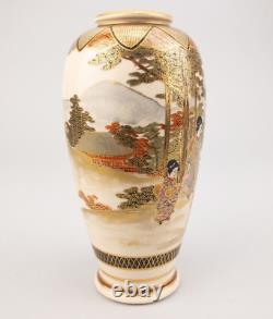 Antique Japanese Satsuma Meiji Vase Signed Hakusan high quality