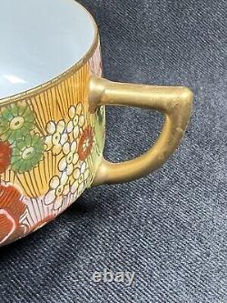 Antique Japanese Satsuma Millefleur Thousand Flowers Cup & Saucer Lithopane