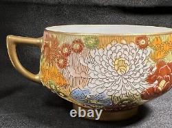 Antique Japanese Satsuma Millefleur Thousand Flowers Cup & Saucer Lithopane