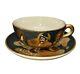 Antique Japanese Satsuma Moirrage Cup and Saucer Signed