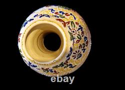 Antique Japanese Satsuma Moriage Beaded Vase Yellow 18/46 cm tall Marks Large