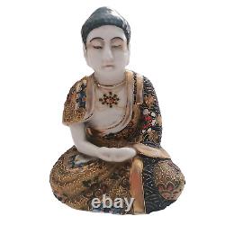 Antique Japanese Satsuma Moriage Porcelain Sitting Buddha Dai Nippon Figure 1920