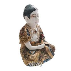 Antique Japanese Satsuma Moriage Porcelain Sitting Buddha Dai Nippon Figure 1920