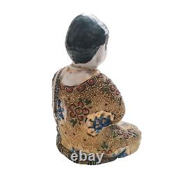 Antique Japanese Satsuma Moriage Porcelain Sitting Buddha Dai Nippon Figure 1920