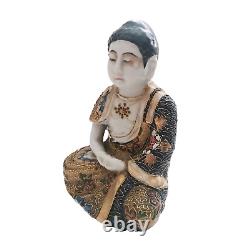 Antique Japanese Satsuma Moriage Porcelain Sitting Buddha Dai Nippon Figure 1920