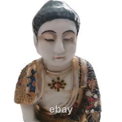 Antique Japanese Satsuma Moriage Porcelain Sitting Buddha Dai Nippon Figure 1920