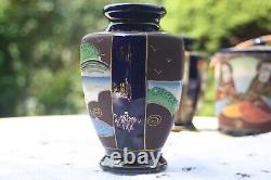 Antique Japanese Satsuma Moriage Vase 1921-1941 Full Set Near Mint Condition