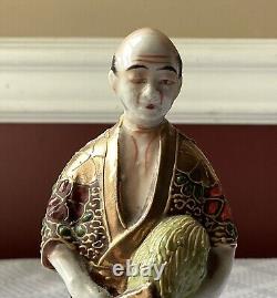 Antique Japanese Satsuma Porcelain Figurine, 5 3/8 T