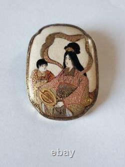 Antique Japanese Satsuma Porcelain Pin