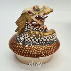 Antique Japanese Satsuma Porcelain Teapot with Dragon Decoration