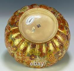 Antique Japanese Satsuma Pottery 1000 Flower Lobed Bowl STUNNING RARE