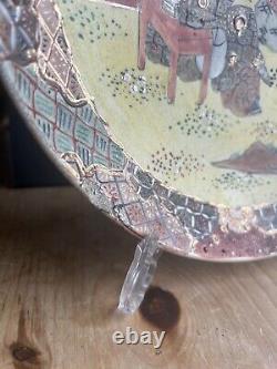 Antique Japanese Satsuma Pottery Hand-Painted Porcelain Plate 19th C