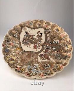 Antique Japanese Satsuma Scalloped Immortal Plate, Meiji Era 19C