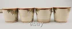 Antique Japanese Satsuma Signed Hakusan saucers and cups bamboo high quality