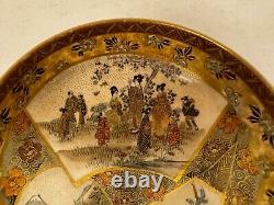 Antique Japanese Satsuma Signed Porcelain Bowl with Figures & Landscape Decoration