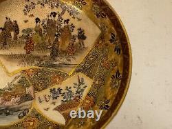 Antique Japanese Satsuma Signed Porcelain Bowl with Figures & Landscape Decoration