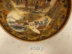 Antique Japanese Satsuma Signed Porcelain Bowl with Figures & Landscape Decoration