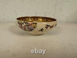 Antique Japanese Satsuma Signed Porcelain Bowl with Figures & Landscape Decoration